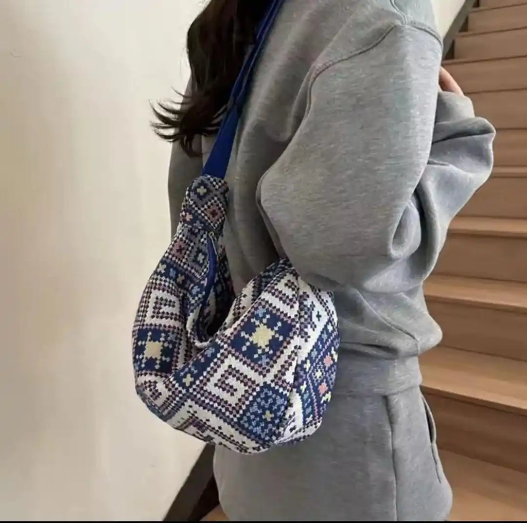 Bohemian Patterned Shoulder Hobo Bag with Adjustable Strap