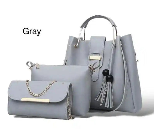 Blue Rexine Handbag Set 3-Piece Office School Wedding