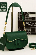 Dark Green Quilted Shoulder Bag with Gold Chain