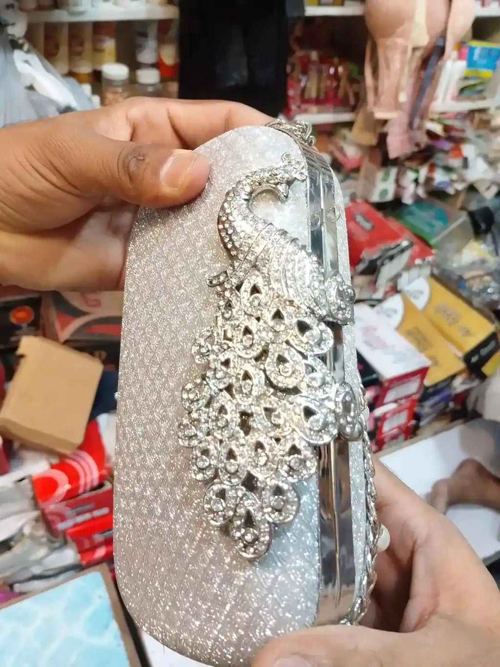 Women's Sparkly Pearl Handbag with Chain Strap