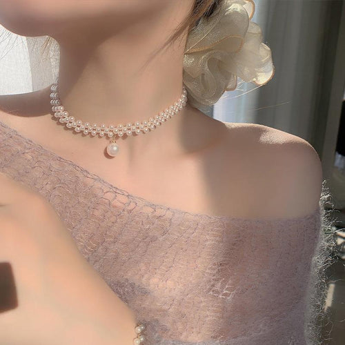 Adjustable Pearl Stone Choker for Women White Elegant Daily Wear