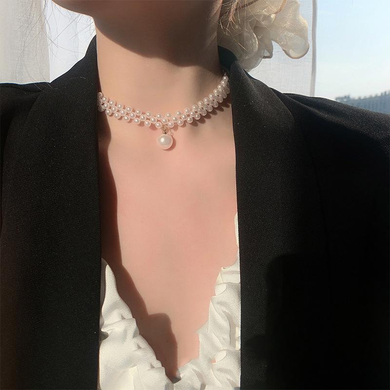 Adjustable Pearl Stone Choker for Women White Elegant Daily Wear